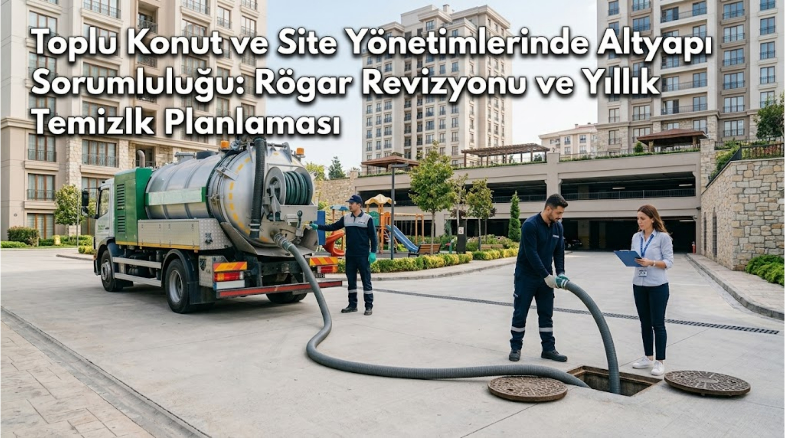 Toplu konutlarda rögar temizliği ve altyapı bakımı çalışması